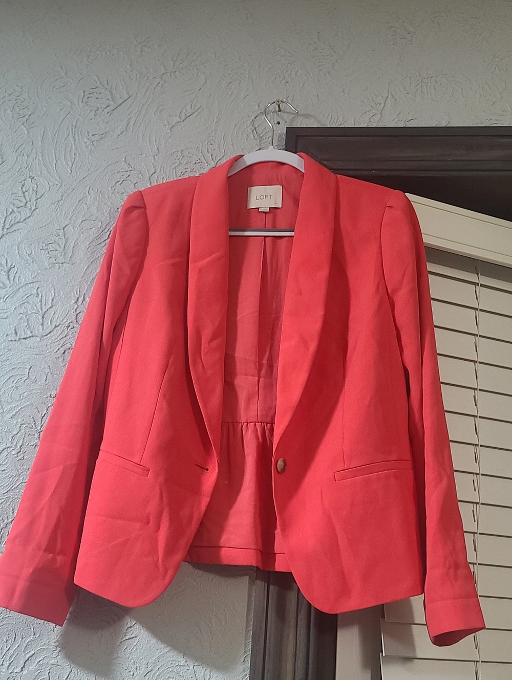 LOFT Coral-Pink Shawl Collar One Button Blazer - Picture 12 of 15